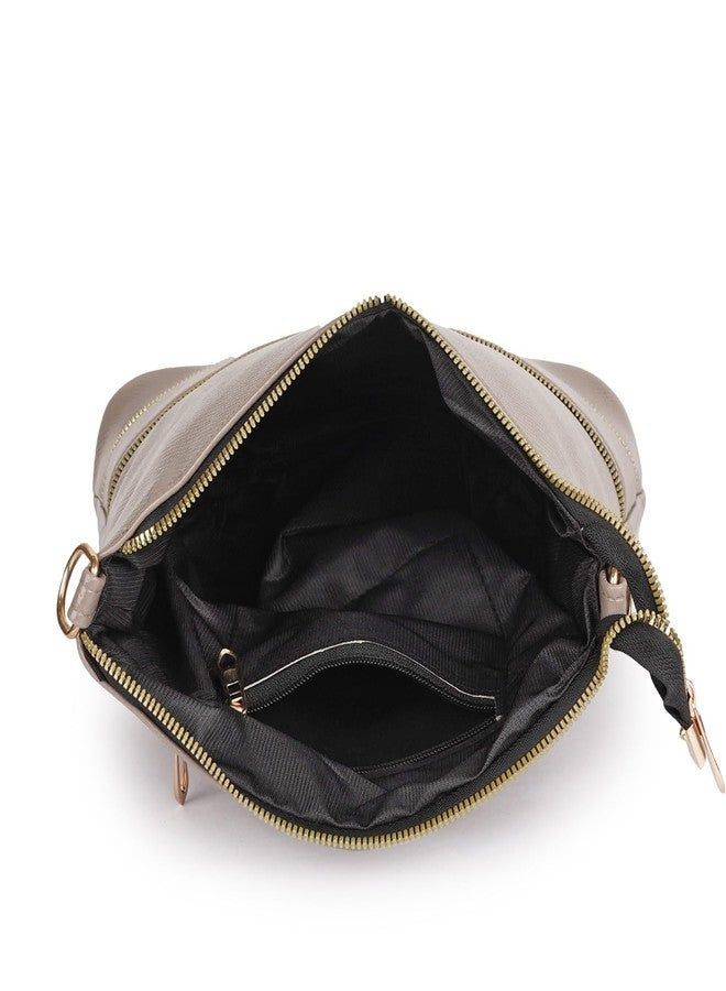 Daniel Clark حقيبة كتف أنيقة متعددة الجيوب من الجلد الصناعي من دانيال كلارك، مزودة بحزام قابل للتعديل وسحاب مزدوج، حقيبة يد نسائية (بيج) - Image 5